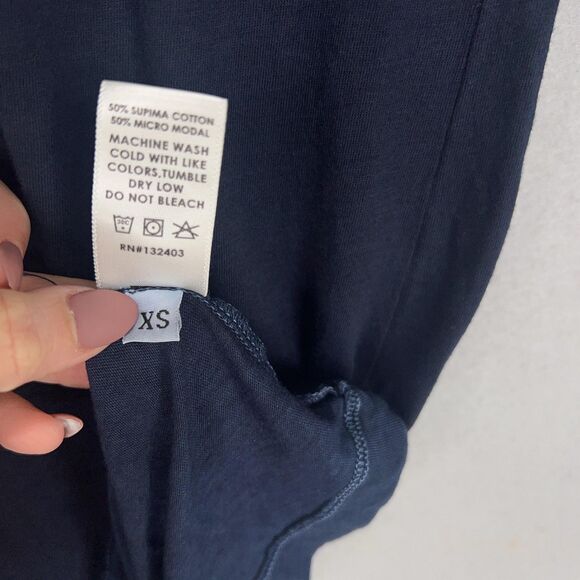 Cotton Citizen Shirt Womens XS Navy Blue Marbella Long Sleeve Minimal Basic USA - Picture 13 of 14